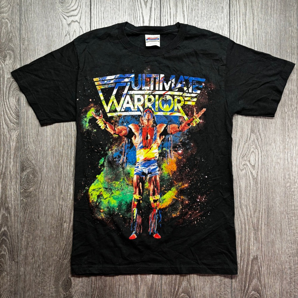 WWE Ultimate Warrior Galaxy Graphic T-Shirt Mens Small Black Hanes Vintage Y2k